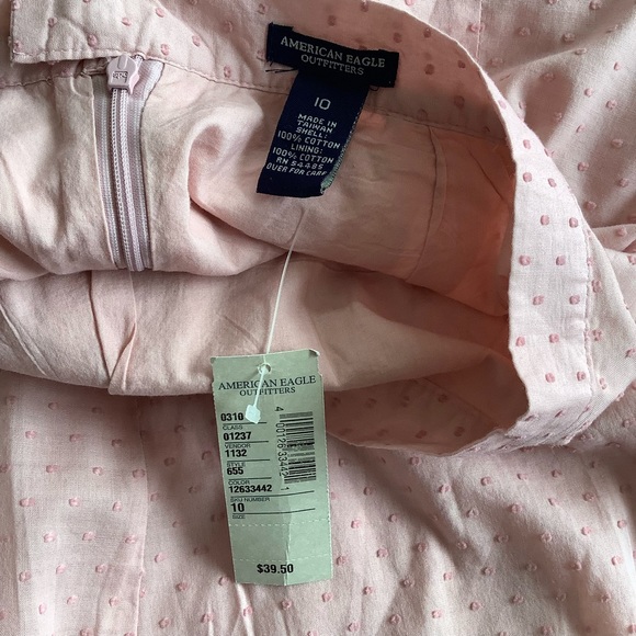 American Eagle Size 10 Pink A Line Skirt Dotted Lined Front Pockets Cotton NEW - Picture 2 of 7